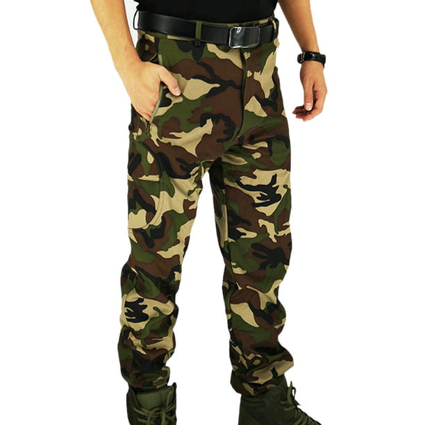Fllay Mens Military Straight Leg Camouflage Print Cargo Pants with Multi Pocket 